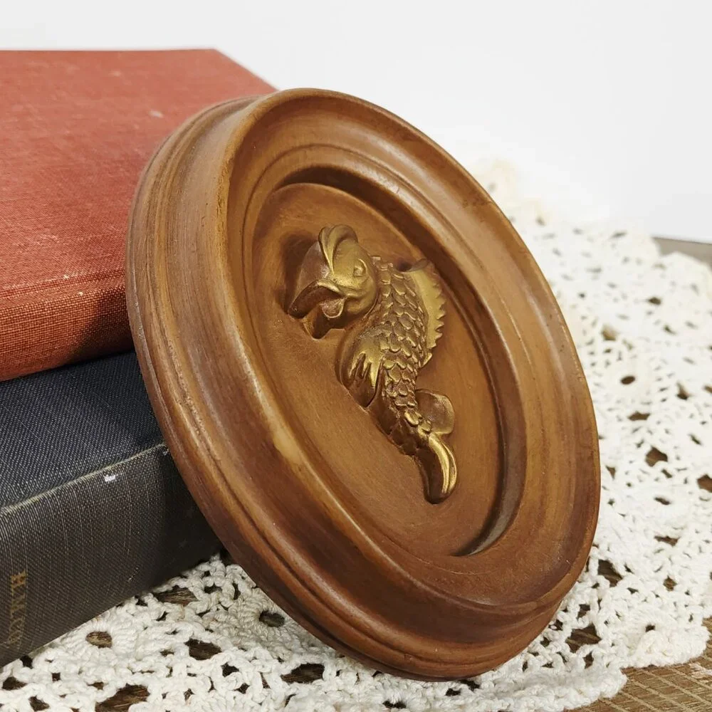 Vintage Chalkware‎ Fish Wall Plaque, Brown and Gold